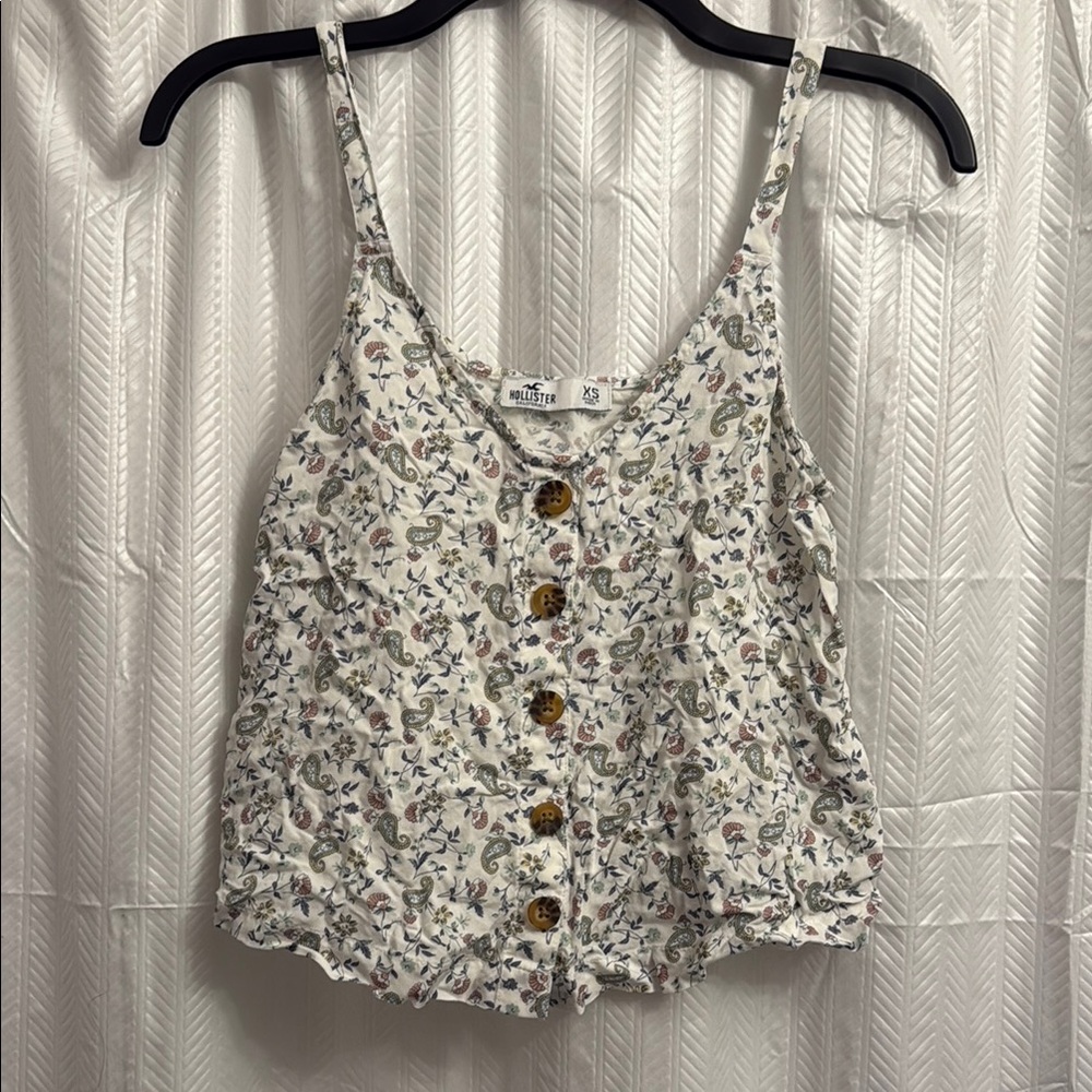 Hollister Floral Button-Up Tank Top - Multicolor